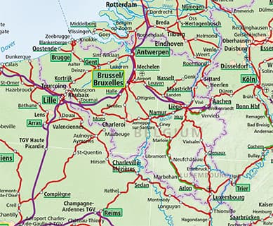 Belgium & Luxembourg Rail Map