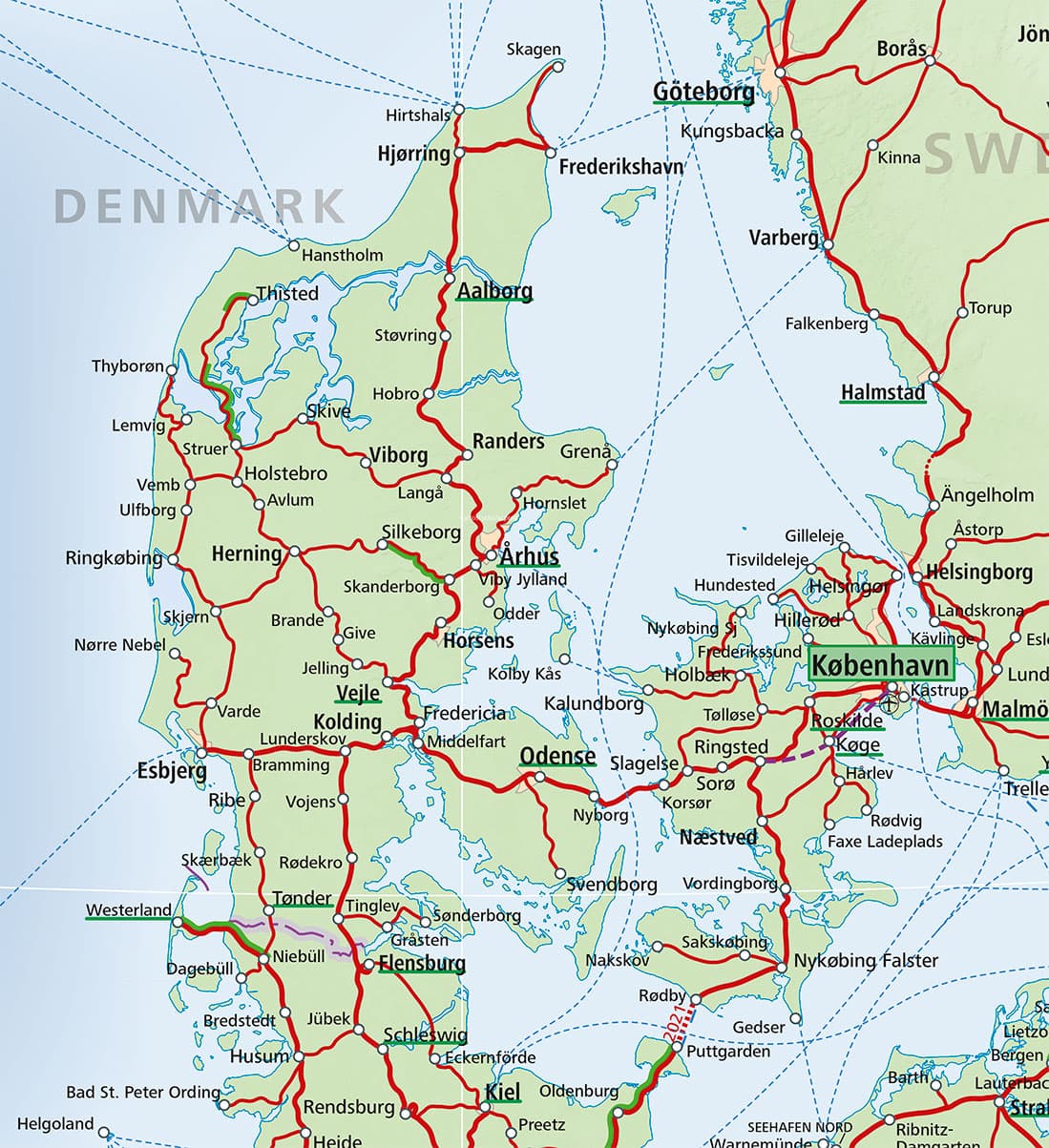 Denmark Rail Map