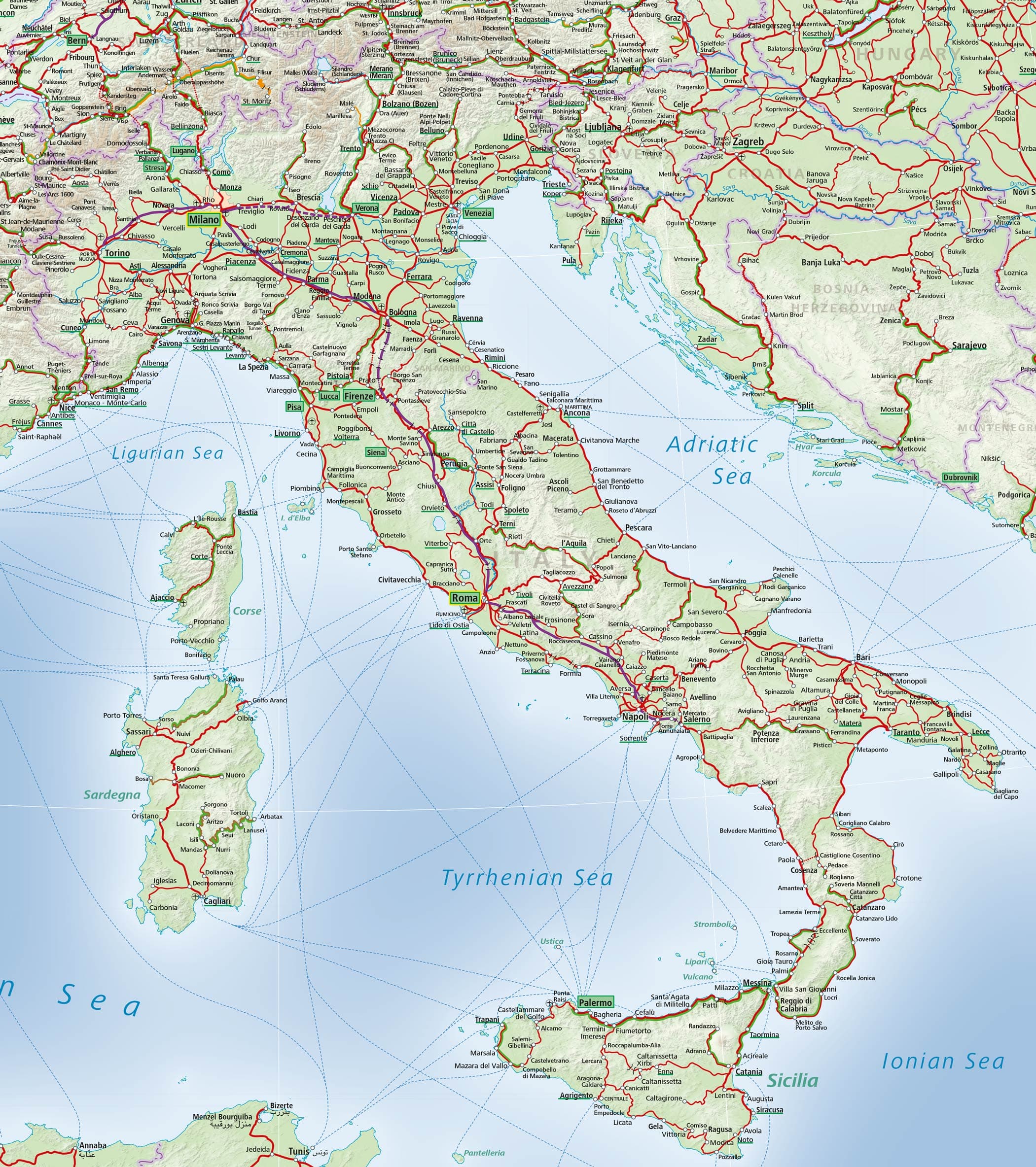 Italy Rail Map