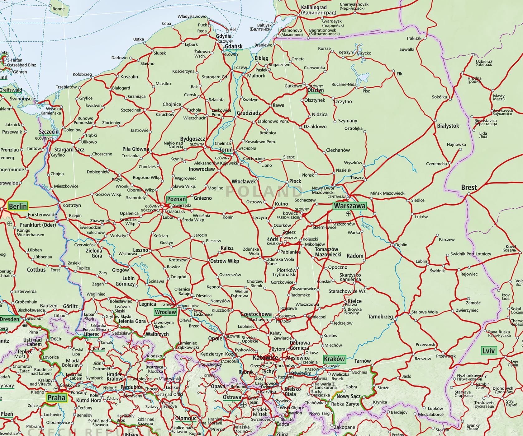 Poland Rail Map