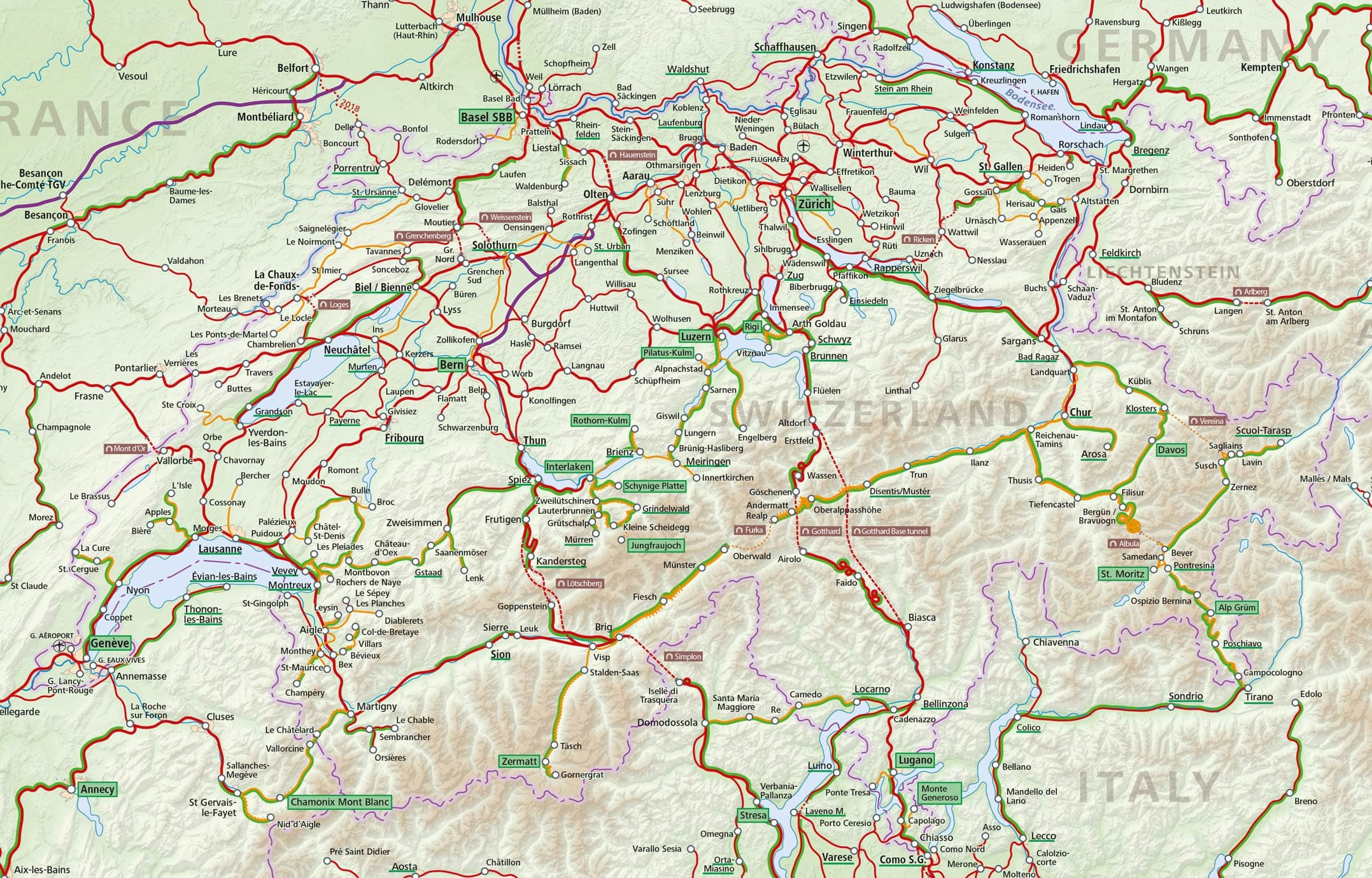 Switzerland Rail Map